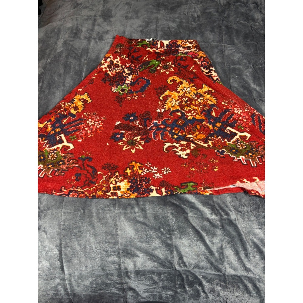 Anthropologie Akemi + Kin Red Tapestry Floral Midi Skirt Womens Medium M